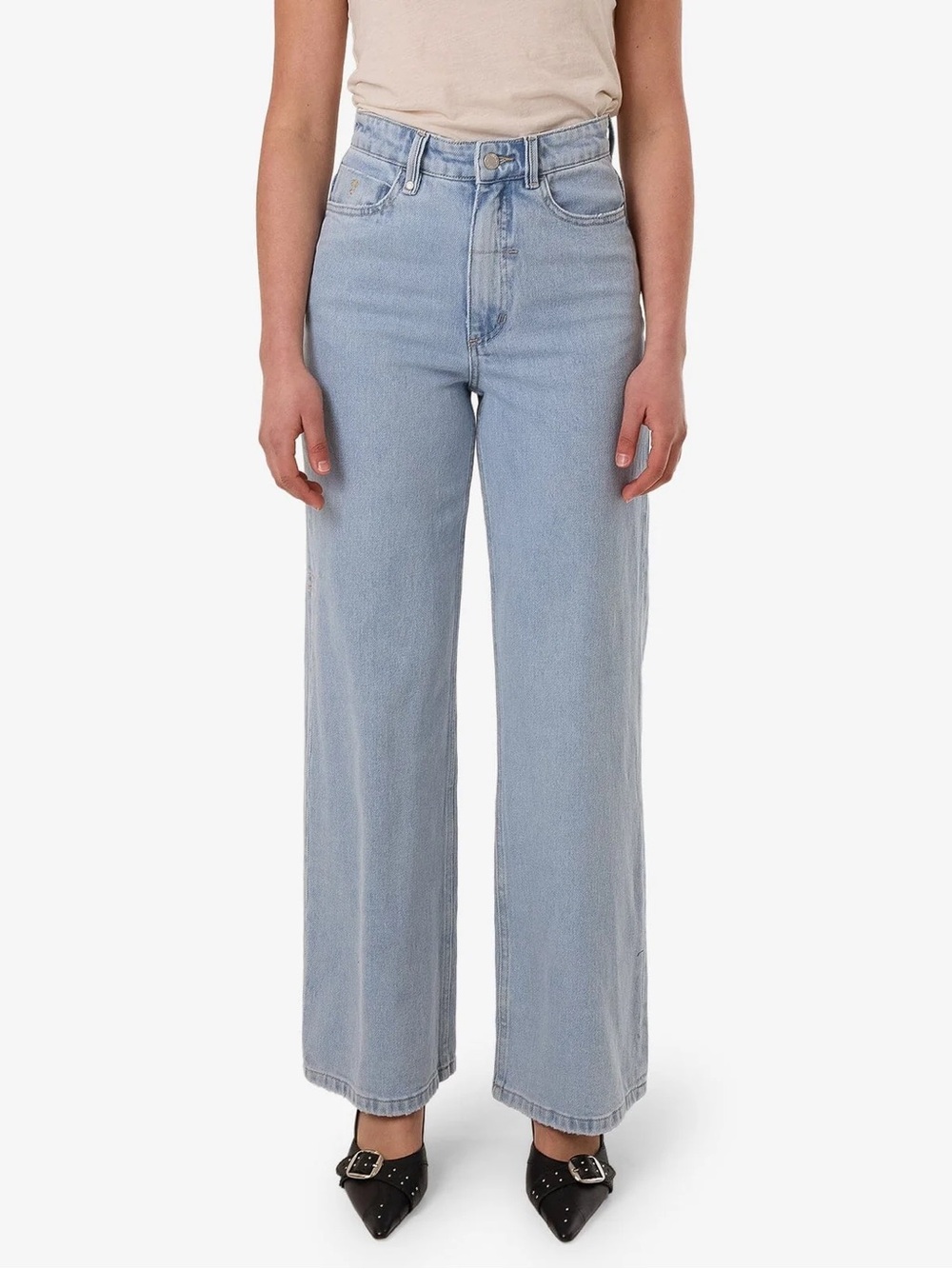 Thrills Holly High-Waist Wide Leg Jeans, Light Wash, Organic Cotton | Size US 6